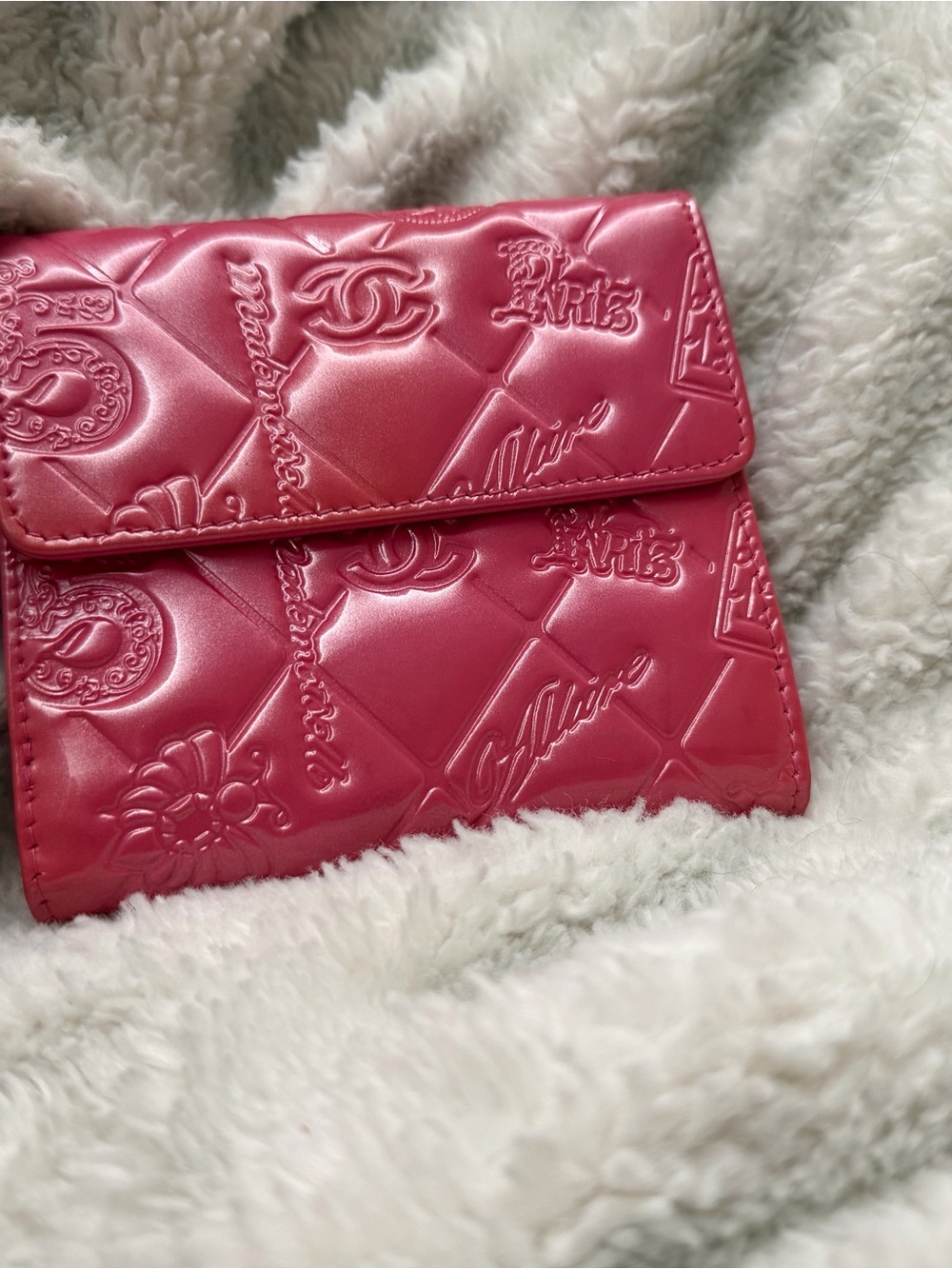 CHANEL Hot Pink Embossed Quilted Wallet